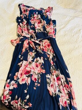 Premier Floral Maxi Dress in Navy and Pink